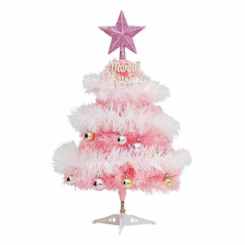 45/60CM Świecąca Różowa Mini Choinka Sztuczna Choinka Świąteczna ze Światełkami Ozdoba na Biurko Dekoracje na Przyjęcie Bożonarodzeniowe 2025